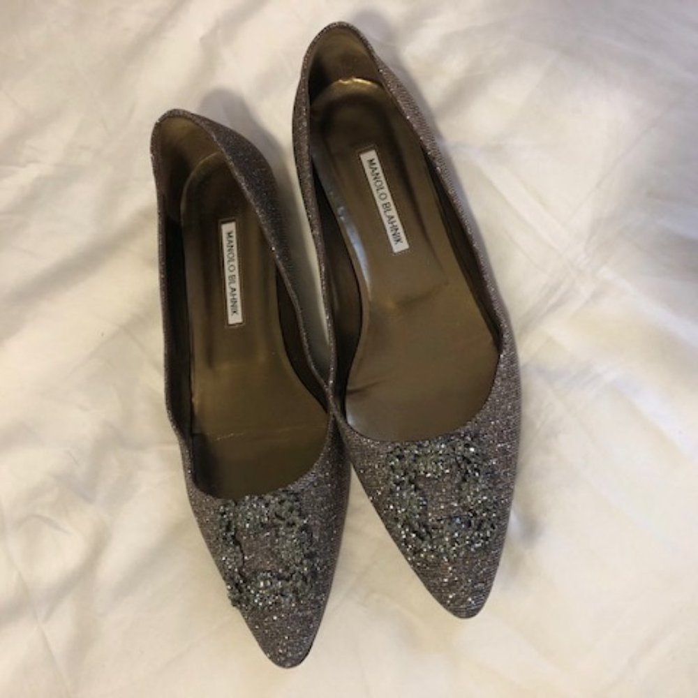 Sexy Bronze Flat Monolo Blahnik Noturno Fabric Hangisi - Picture 8 of 9